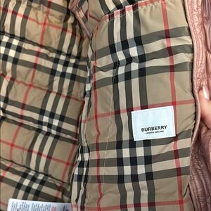 Burberry Beige Plaid Jacket with Pink Interior